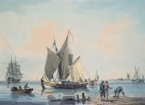Coast Scene, med frakt och figurer